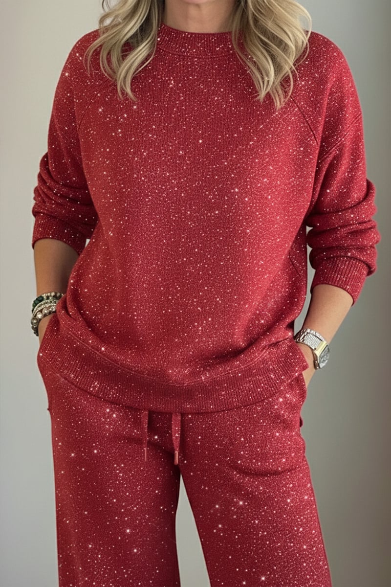Viviana | Conjunto brillante de cuello redondo